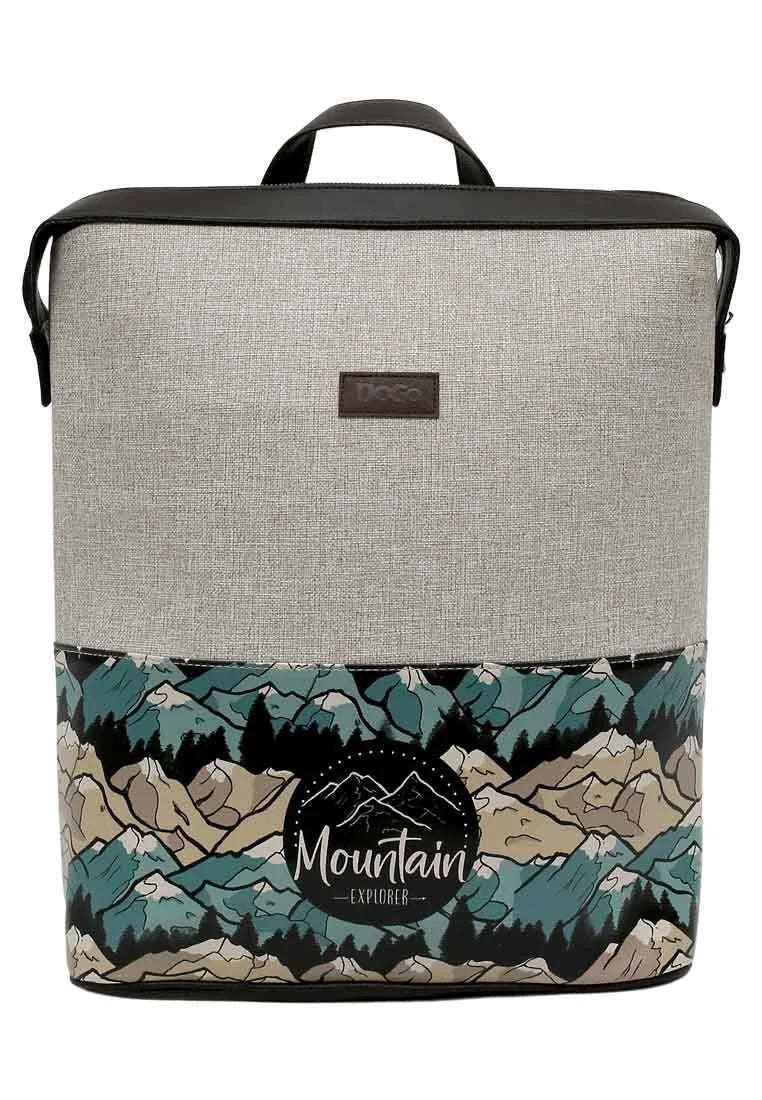Women Vegan Leather Grey Backpack - Mountain Explorer Design