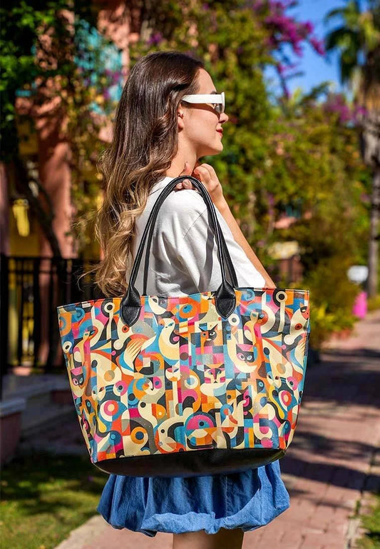 Women Vegan Leather Multicolor Shoulder Bag - Geocat Design